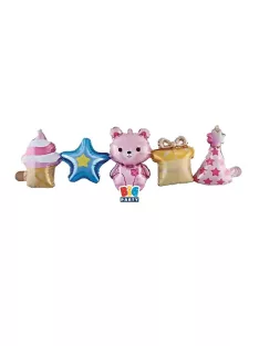 Forma fólia lufi girland 101x32 cm, Rózsaszín macis