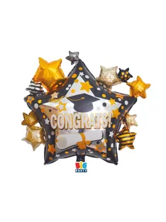   Forma fólia lufi 65x71 cm, Congrats! feliratos ballagási és diplomaosztó mintás