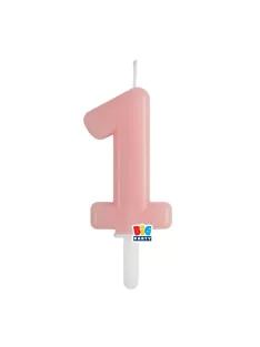 1-es számos gyertya babarózsaszín 7 cm-es
