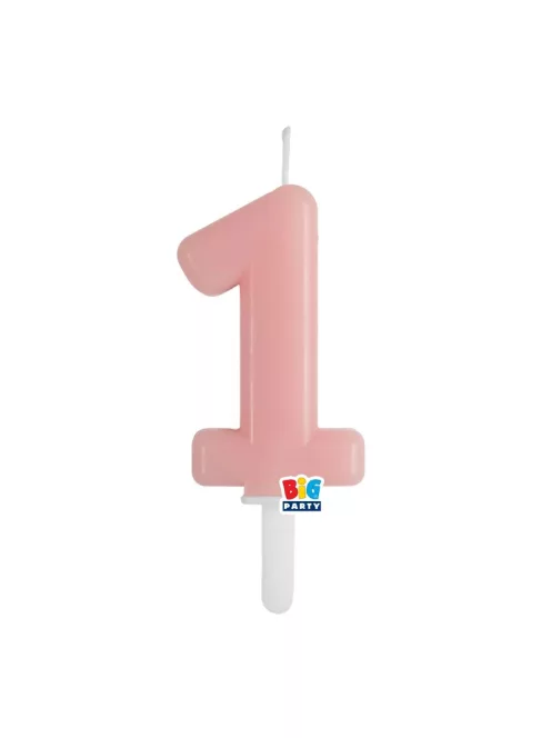 1-es számos gyertya babarózsaszín 7 cm-es