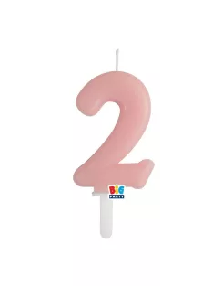 2-es számos gyertya babarózsaszín 7 cm-es