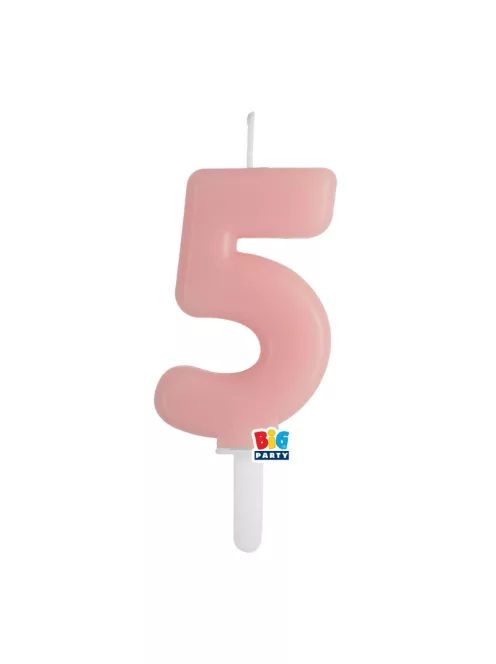 5-ös számos gyertya babarózsaszín 7 cm-es
