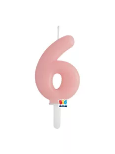 6-os számos gyertya babarózsaszín 7 cm-es