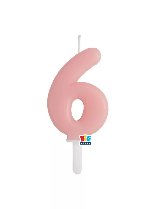 6-os számos gyertya babarózsaszín 7 cm-es