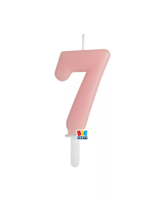 7-es számos gyertya babarózsaszín 7 cm-es