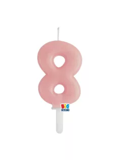 8-as számos gyertya babarózsaszín 7 cm-es