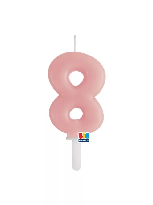 8-as számos gyertya babarózsaszín 7 cm-es