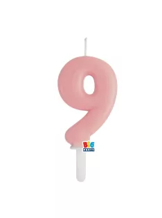 9-es számos gyertya babarózsaszín 7 cm-es