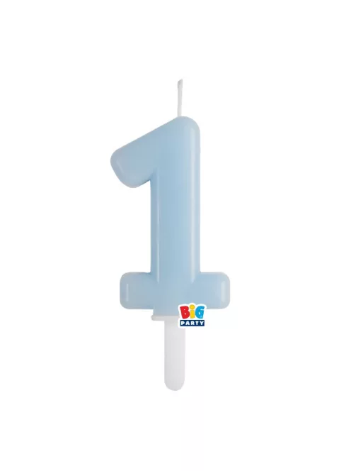 1-es számos gyertya babakék 7 cm-es