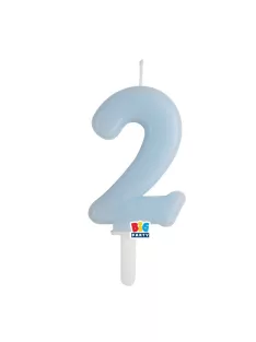 2-es számos gyertya babakék 7 cm-es