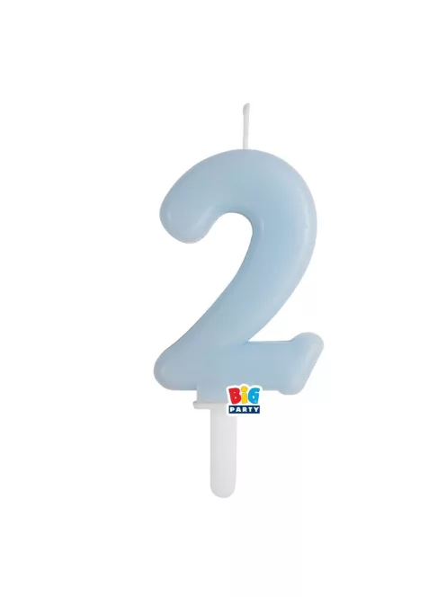 2-es számos gyertya babakék 7 cm-es
