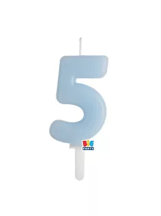 5-ös számos gyertya babakék 7 cm-es