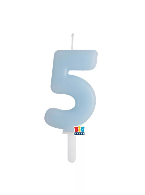 5-ös számos gyertya babakék 7 cm-es