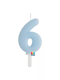 6-os számos gyertya babakék 7 cm-es