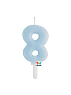8-as számos gyertya babakék 7 cm-es