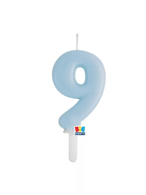 9-es számos gyertya babakék 7 cm-es