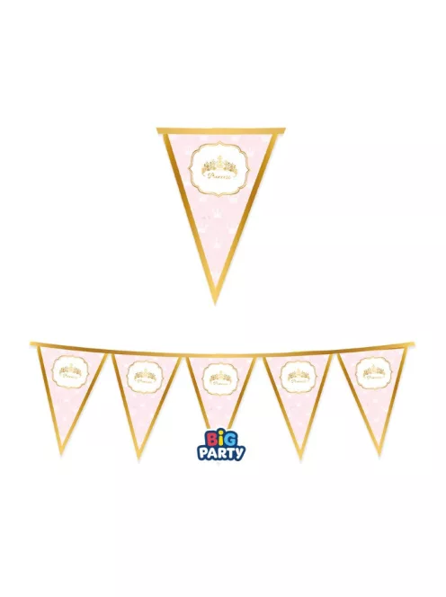 Princess feliratos hercegnős parti zászlófüzér 3m-es