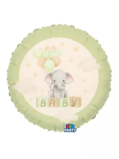 Kerek fólia lufi 45 cm, Bébi elefánt