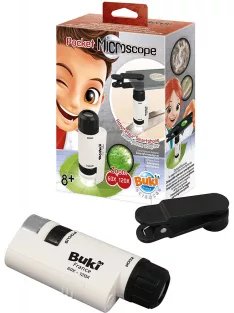 Zsebmikroszkóp LED fénnyel és okostelefon adapterrel BUKI