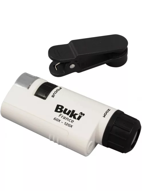 Zsebmikroszkóp LED fénnyel és okostelefon adapterrel BUKI