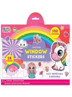   Moxy újrahasználható 100 db-os ablakmatrica 2 db háttérrel, Unikornis Grafix