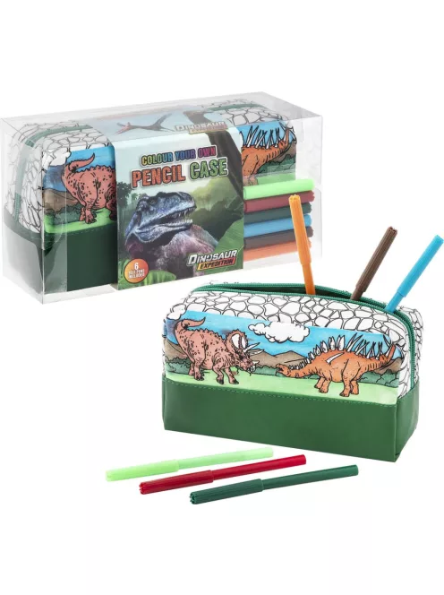 Moxy dinoszauruszos kiszínezhető tolltartó 6 db filctollal Grafix