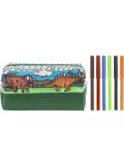 Moxy dinoszauruszos kiszínezhető tolltartó 6 db filctollal Grafix