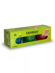   ChildGen 100% természetes 3 db-os gyurma készlet visszazárható tégelyben - zöld, kék, piros