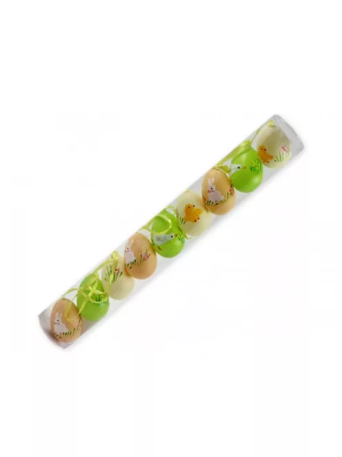 Dekoráció tojás 9db rózsaszín,zöld,krém színű