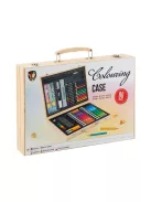 Rajzkészlet fa bőröndben 86 db-os CraftArt