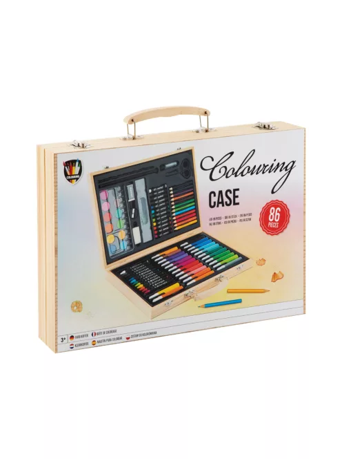 Rajzkészlet fa bőröndben 86 db-os CraftArt