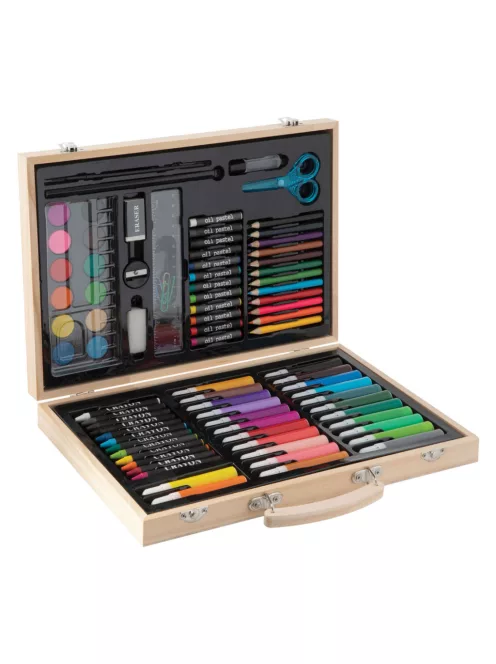 Rajzkészlet fa bőröndben 86 db-os CraftArt