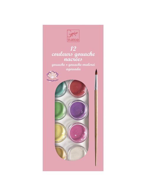 Korongos gouashe festék - 12 színű - 12 color cakes - pearly