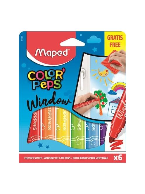 Ablakfilc készlet, MAPED "Color'Peps", 6 különböző szín