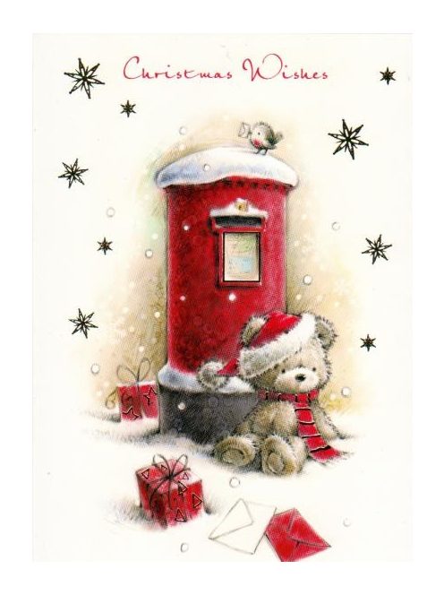 Üdvözlőkártya-Maci Télapó ruhában Karácsonyi/Simon Elvin Xmas Cards
