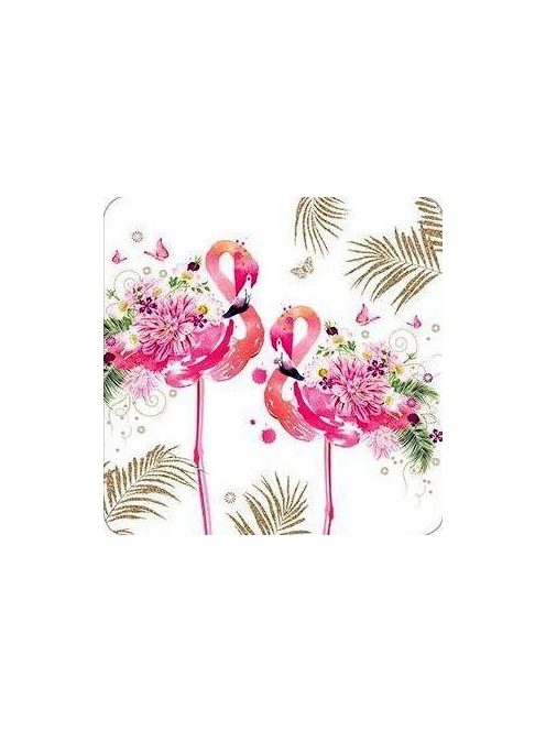 Üdvözlőkártya-Flamingók és virágok-Nigel Quiney/Pizazz Limited