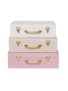   Pasztell rózsaszín színű tároló bőrönd szett, 3 db-os Jabadabado