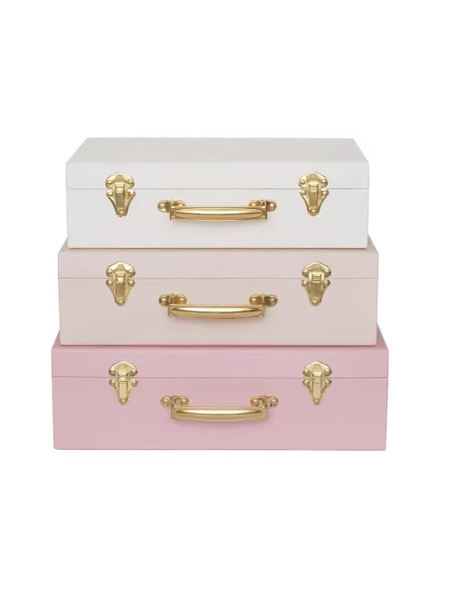 Pasztell rózsaszín színű tároló bőrönd szett, 3 db-os Jabadabado