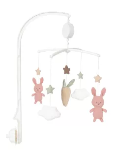   Zenélő kiságyforgó macik és nyuszik, Pasztell rózsaszín Jabadabado