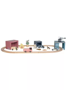 Rendőrségi hajsza, fa vonatpálya szett Jabadabado