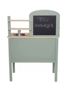   Fa játékkonyha kiegészítőkkel és kréta táblával, olivazöld Jabadabado