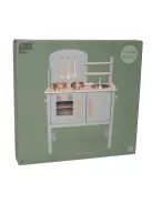 Fa játékkonyha kiegészítőkkel és kréta táblával, olivazöld Jabadabado