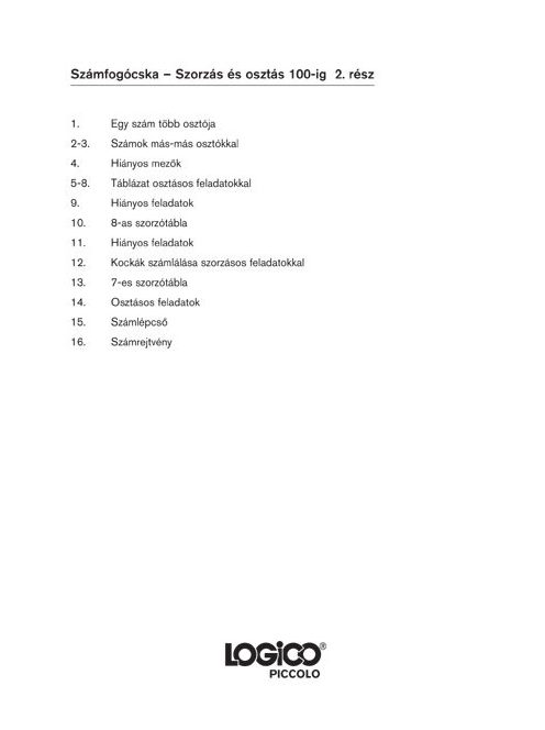 Számfogócska: Szorzás és osztás 100-ig 2. rész LOGICO Piccolo