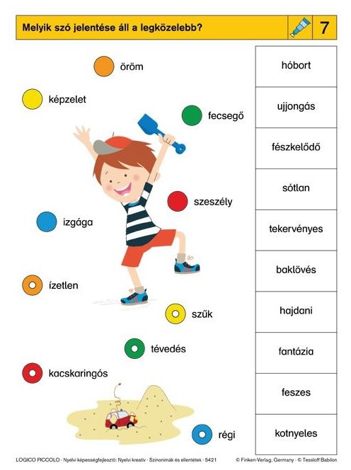 Nyelvi képességfejlesztő: Nyelvi kreatív - Szinonimák és ellentétek LOGICO Piccolo