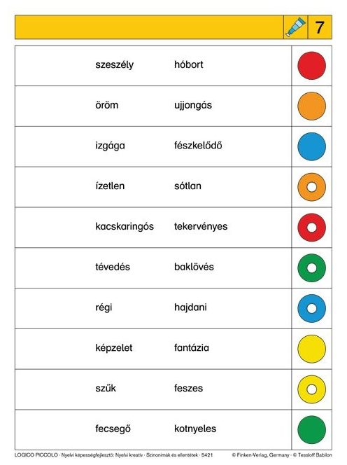 Nyelvi képességfejlesztő: Nyelvi kreatív - Szinonimák és ellentétek LOGICO Piccolo