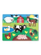 Melissa & Doug Fa Puzzle foggantyúval -Farm állatai