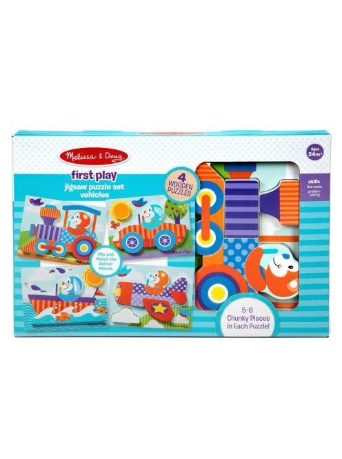 Melissa & Doug Bébi és tipegő fajátékok, Óriás puzzle, Jármüvek