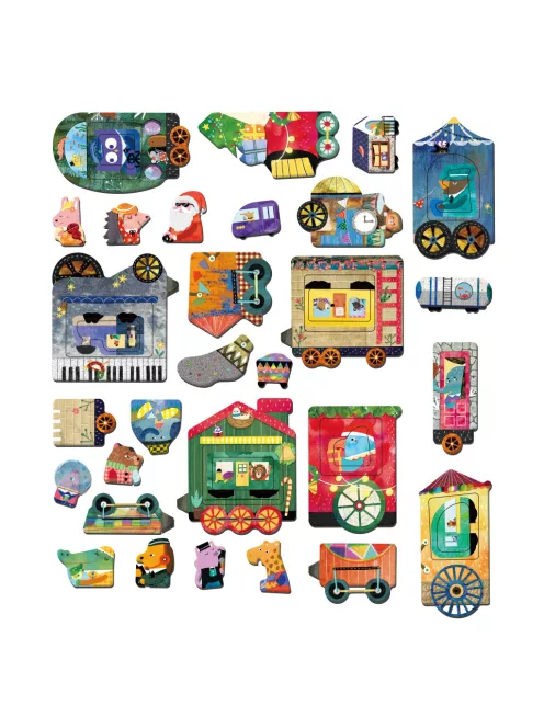Mágneses puzzle játék, Karácsonyi vonat  Mieredu