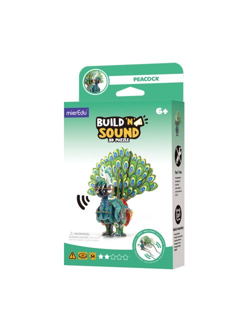 Hangot adó 3D állatos puzzle, Páva MierEdu