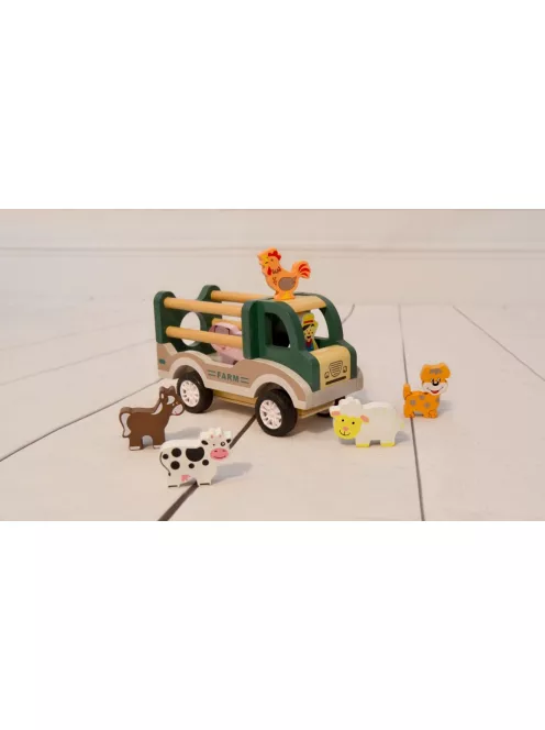 Fa hártahúzhatós farm autó állatokkal Magni